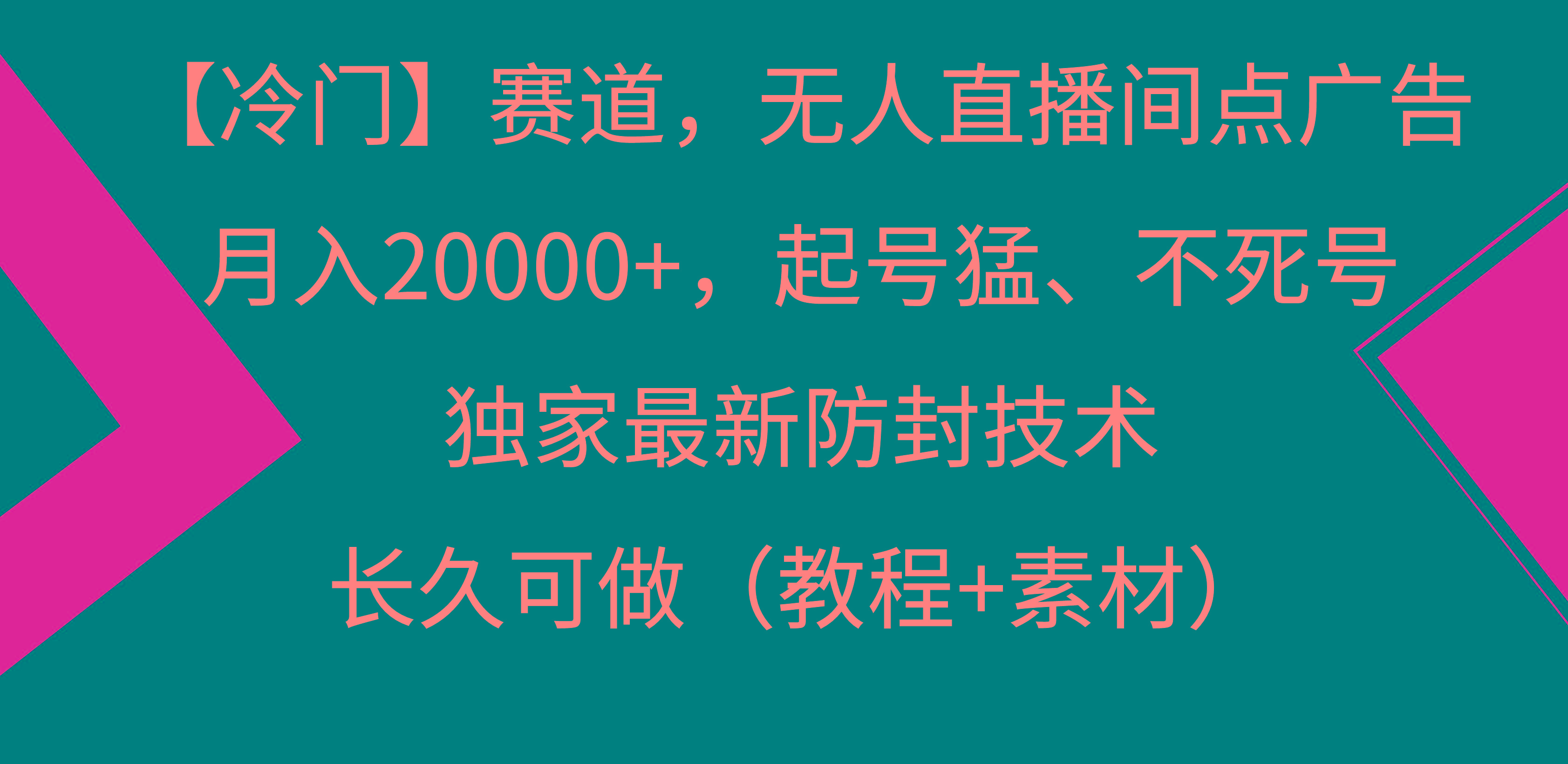 【冷门】赛道,无人直播间点广告,月入20000+,起号猛、不死号,独家最...-云网创