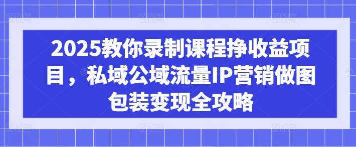 2025教你录制课程挣收益项目，私域公域流量IP营销做图包装变现全攻略-云网创