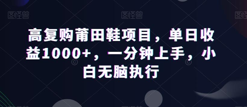 高复购莆田鞋项目，单日收益1000+，一分钟上手，小白无脑执行-云网创