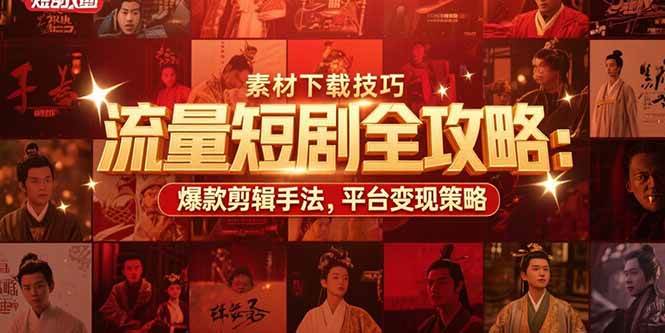 （15431期）流量短剧全攻略：素材下载技巧，爆款剪辑手法，平台变现策略-云网创